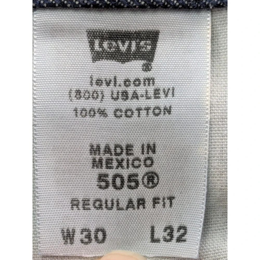 Levis 505 Regular Fit Jeans Mens 30x32 Dark Wash Indigo Straight Leg Denim